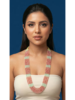 Jovi's Jewels - 5 Line Pink Beads And White Shell Peral Necklace