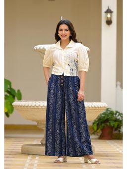 Juniper - Blue and White Floral Printed Top with Palazzo Co-Ord (Set of 2)