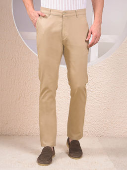 CRIMSOUNE CLUB - Men's Beige Textured Trousers
