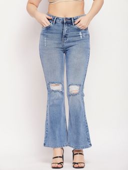 CAMLA - Blue Solid Straight Fit Jeans Blue