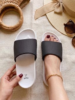 Yoho - Women Black Plush Eazy Sliders