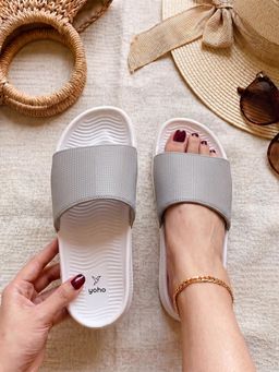 Yoho - Women Grey Plush Eazy Sliders
