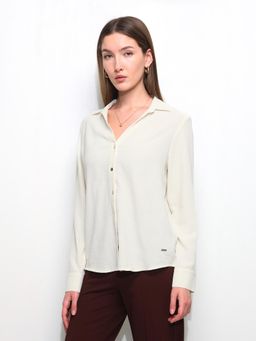 U.S. POLO ASSN. - White Textured Shirt for Women