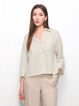 U.S. POLO ASSN. - Off White Oversized Fit Drop Shoulder Shirt