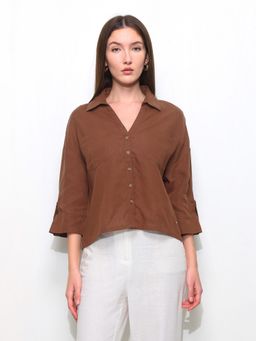 U.S. POLO ASSN. - Brown Oversized Fit Drop Shoulder Shirt