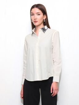 U.S. POLO ASSN. - White Regular Fit Embroidered Collar Shirt