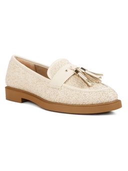 London Rag - Cream Tassel Detail Raffia Loafers
