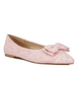 London Rag - Pink Jacquard Bow Embellished Ballet Flats