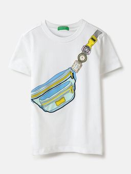 United Colors of Benetton - White Regular Fit Round Neck Printed T-Shirt