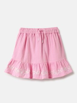 United Colors of Benetton - Pink Embroidered Regular Fit Ruffled Skirt