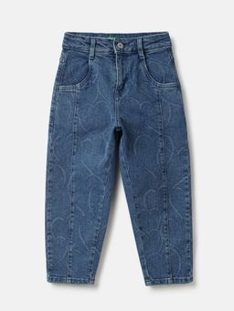 United Colors of Benetton - Blue Laser Heart Technique Slouchy Fit Jeans