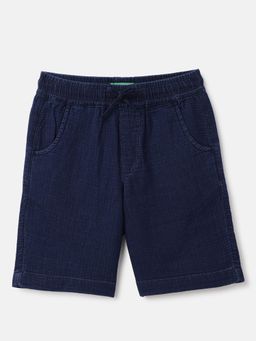 United Colors of Benetton - Blue Textured Regular Fit Casual Shorts