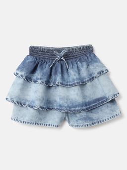 United Colors of Benetton - Blue Washed Regular Fit Tiered Skorts
