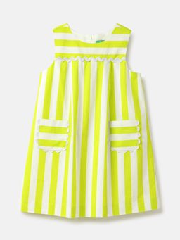 United Colors of Benetton - Green Regular Fit Round Neck Striped Dress
