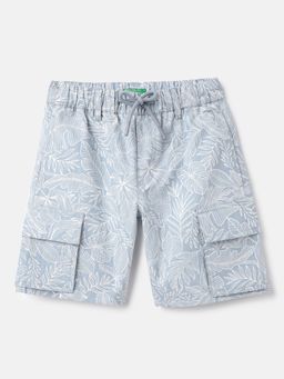 United Colors of Benetton - Blue Outline Leaf Regular Fit Cargo Shorts