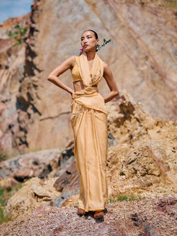 The Whole Nine Yards - Narji Embellished Saree with Stitched Blouse