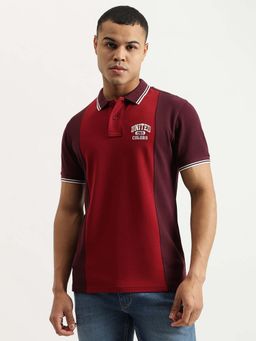 United Colors of Benetton - Red Regular Fit Collar Neck Colorblock Cut and Sew Polo T-Shirt