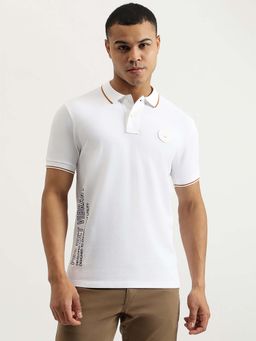 United Colors of Benetton - White Regular Fit Applique Silicon Patch Pique Polo T-Shirt