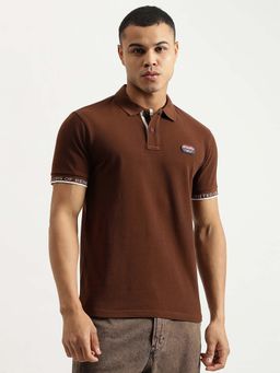 United Colors of Benetton - Brown Regular Fit Solid Silicon Patch Pique Polo T-Shirt