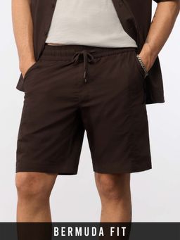 The Souled Store - Men Dark Brown Relaxed Fit Solid Shorts