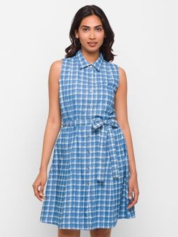 Globus - Blue Checks Dress with Belt (Set of 2)