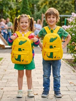 Yelloe - Kid's Yellow Crocodile Print School Backpack