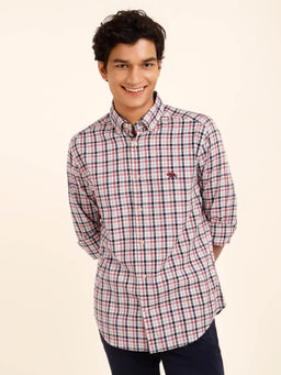 Andamen - Red Mens Regular Fit Casual Shirt