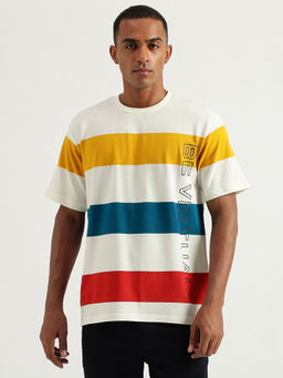 United Colors of Benetton - Mens Boxy Fit Crew Neck Striped T-Shirt