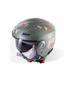 TVARRA - Women Green Blossom ISI Certified Open Face Helmet
