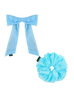 Arendelle - Pastel Blue Shinny Organza Large Scrunchie and Hair Bow (Set of 2)