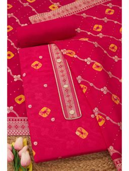 Soch - Pink Silk Blend Unstitched Top With Bottom & Dupatta
