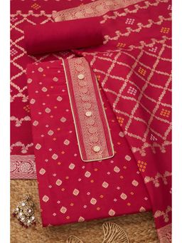 Soch - Pink Silk Blend Unstitched Top With Bottom & Dupatta