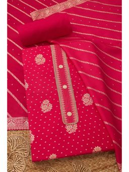 Soch - Pink Silk Blend Unstitched Top With Bottom & Dupatta