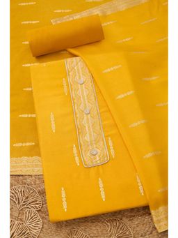 Soch - Mustard Silk Blend Unstitched Top With Bottom & Dupatta