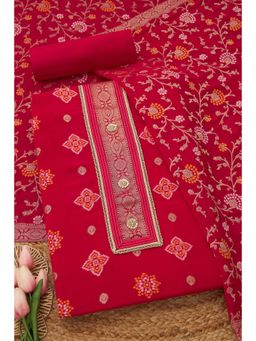 Soch - Pink Georgette Unstitched Top With Bottom & Dupatta