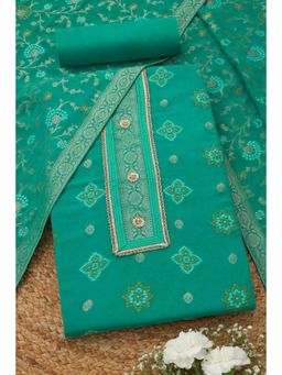 Soch - Turquoise Georgette Unstitched Top With Bottom & Dupatta