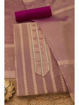 Soch - Lavender Tissue Unstitched Top With Bottom & Dupatta