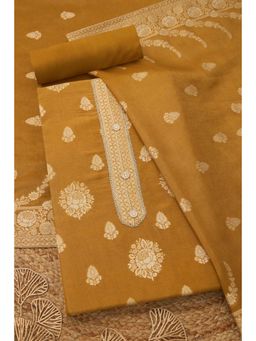 Soch - Mustard Tissue Unstitched Top With Bottom & Dupatta