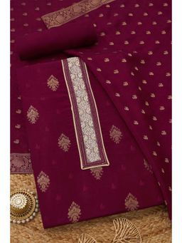 Soch - Wine Crepe Unstitched Top With Bottom & Dupatta