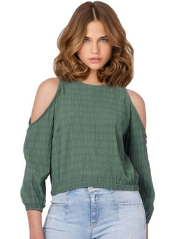 ONLY - Women Textured Green Top