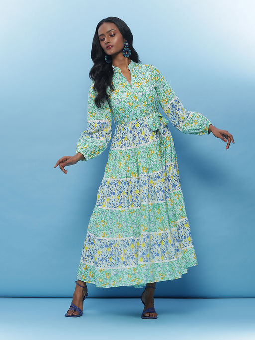 slim fit dress slacks RI Ritu Kumar Green and Mustard Floral Printed Anarkali Suit – Saris and  Things
