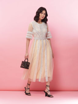 Label Ritu Kumar - Ecru Embroidered Dress