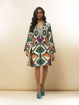 Label Ritu Kumar - Black Chevron Print Dress