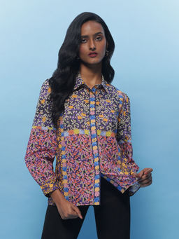 Label Ritu Kumar - Purple Botanic Print Shirt
