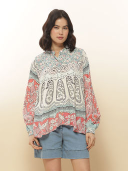 Label Ritu Kumar - Ecru Paisely Print Shirt