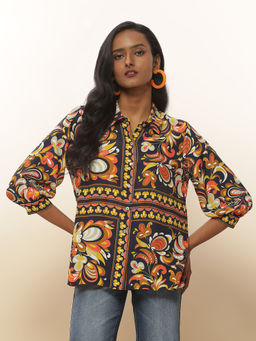 Label Ritu Kumar - Blue Botanic Print Shirt