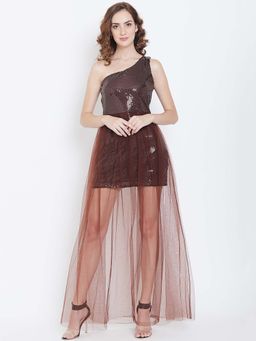 Dodo & Moa - Women Brown Embellished Maxi Dress