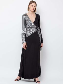 Dodo & Moa - Women Black Colorblock Maxi Dress