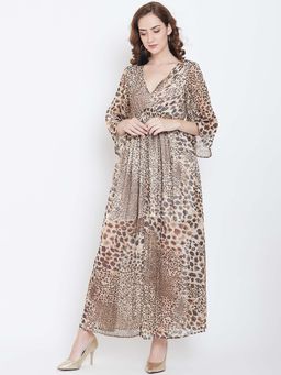 Dodo & Moa - Women Animal Printed Maxi Dress