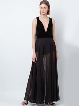 Dodo & Moa - Women Black Solid Maxi Dress